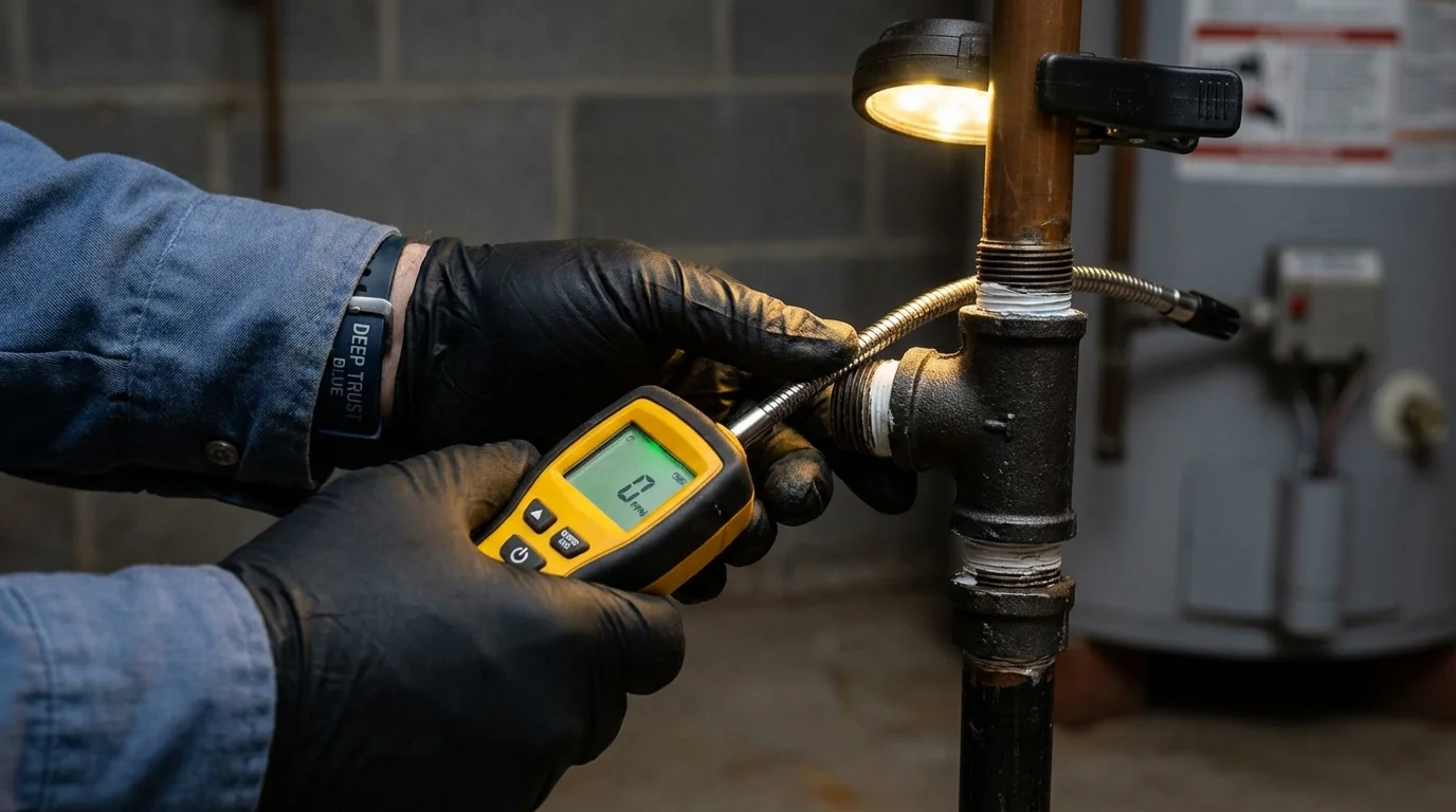 Gas leak detection with electronic sniffer by Johns Plumbing LLC in Polkton